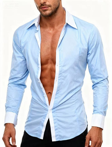 A Stylish Business Shirt For Teenagers And A Long-sleeved Shirt With Contrasting Colors